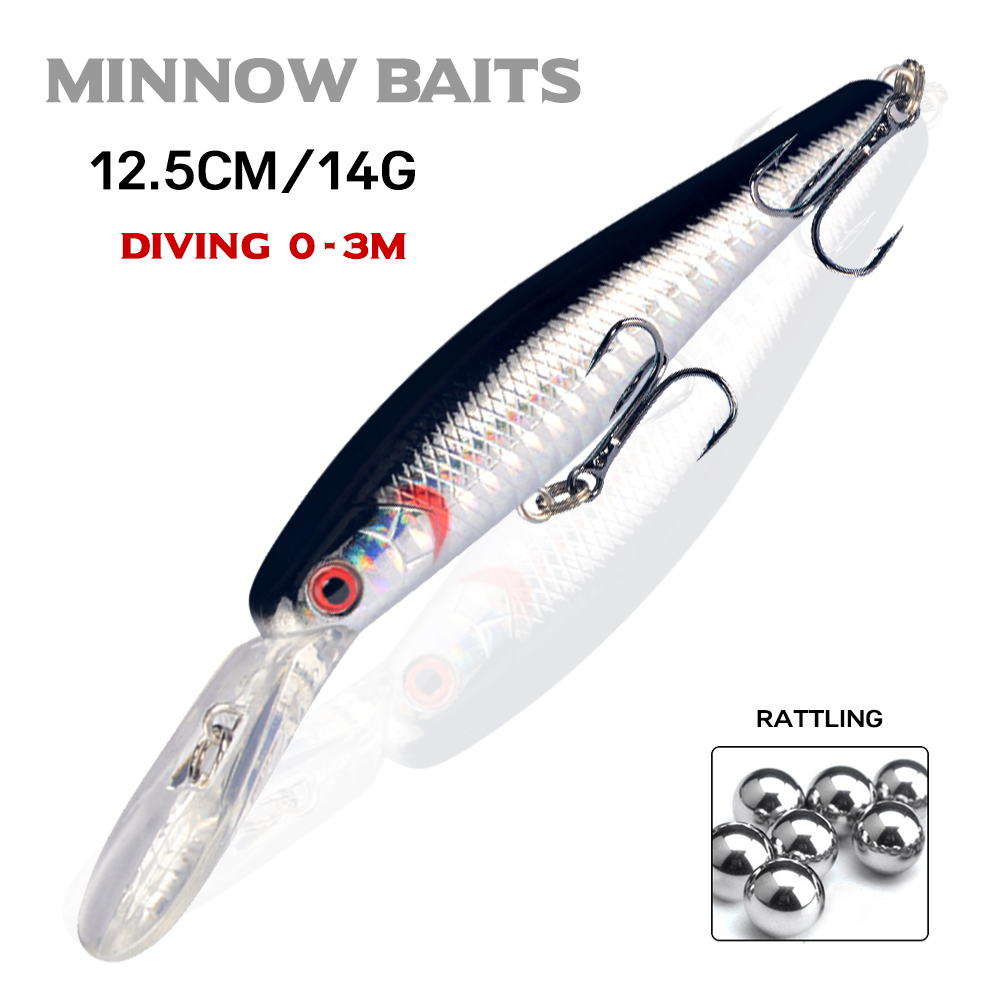 Lingyue 1 Cái Lớn Minnow Cứng  - đánh giá và giá Fishing Hook Size